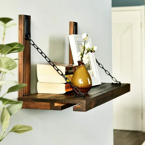 Vista 8 de WELLAND Estante de vino montado en la pared con soporte para vidrio, estante flotante para vino y estante de vidrio para decoración del hogar