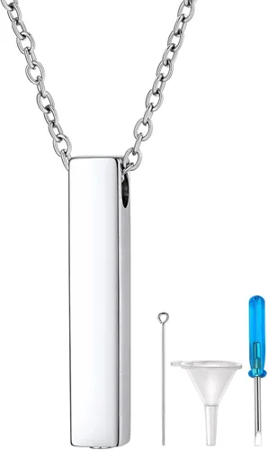 Vista 36 de Richsteel Collares de urna para cenizas para mujeres y hombres, collar con colgante de cremación para cenizas, joyería conmemorativa de acero