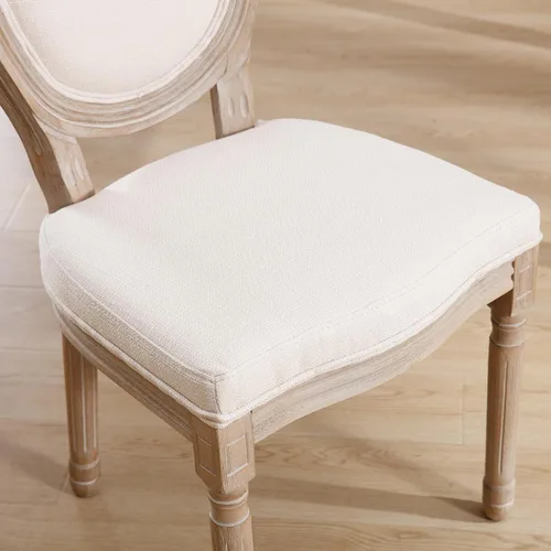 Vista 8 de Kmax Sillas de comedor estilo granja, patas de madera marrón, elegantes sillas de cocina copetudas, sillas de dormitorio francesas desgastadas