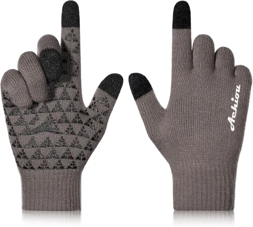 Vista 25 de Achiou Winter Gloves for Men and Women, Touchscreen Soft Knit Gloves Camello almendra