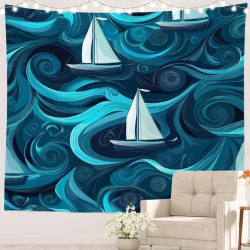 Vista 46 de Batmerry Peaceful Retreat Beautiful Landscape Polyester Tapestry, Blooming Garden Setting Lightweight Wall Hanging High-Definition Print Backdrop