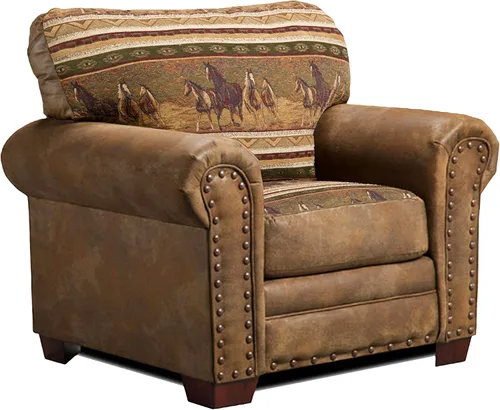 Vista 4 de American Furniture Classics Wild Horses - Juego de sofá de microfibra de 4 piezas, color marrón Tapiz de caballos salvajes