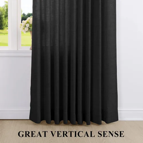 Vista 4 de Fcosie Cortinas plisadas filtrantes de luz para sala de estar, dormitorio, granja Kithcen, protección de privacidad, mezcla de lino, 2 paneles, 50