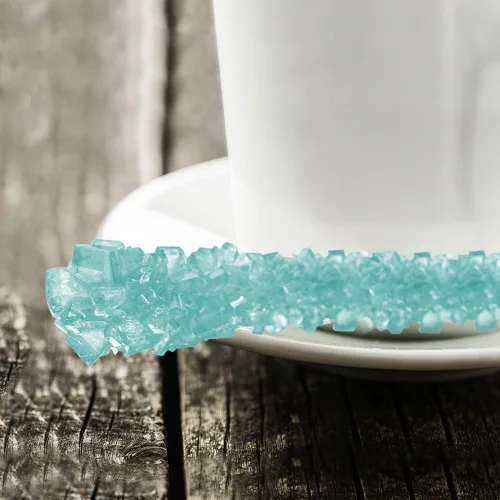 Vista 3 de Palitos de caramelo de roca extragrandes: 6 paletas de algodón azul claro, envueltas individualmente, palitos de cristal de caramelo Espeez Rock
