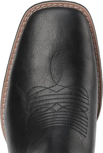 Vista 4 de Botas vaqueras para hombre, punta cuadrada, botas Chelsea para hombre, botas de tobillo occidental, botas de vestir casuales Negro