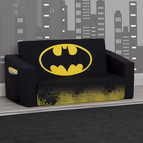 Vista 9 de Delta Children Cozee - Sofá abatible 2 en 1, sofá convertible a tumbona para niños, Batman