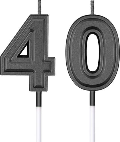 Vista 8 de Frienda Velas de cumpleaños número 40, velas del número 40, decoración de pastel de feliz cumpleaños para hombres y mujeres, aniversario, fiesta