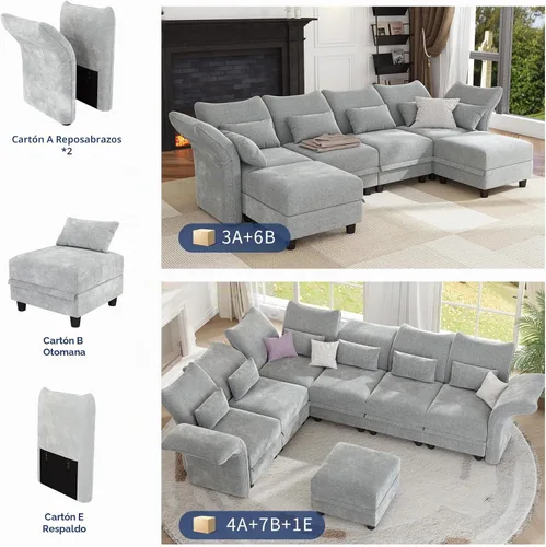 Vista 8 de LLappuil Sofá modular de gran tamaño de 179 pulgadas con asiento de almacenamiento, sofás seccionales grandes de 14 piezas para sala de estar