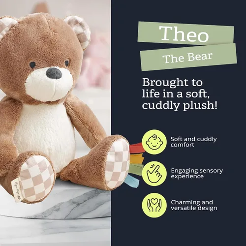Vista 2 de Itzy Ritzy Snuggles Juguete de Peluche – Animal de Peluche Suave para Bebés, Niños y Adultos – Cintas Sensoriales y Telas Texturizadas para Juego
