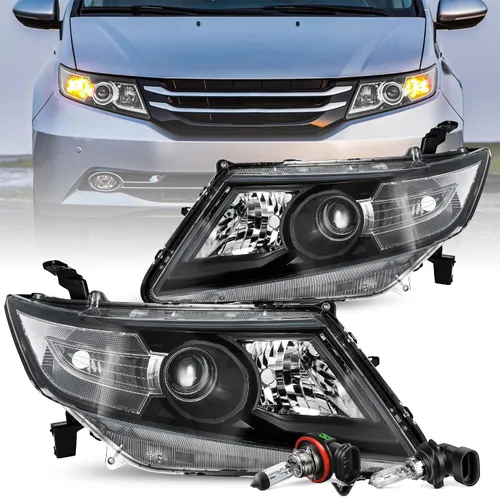 Vista 10 de JSBOYAT Conjunto de faros delanteros de repuesto para Honda Odyssey 2011-2017, estilo OE, carcasa negra, con reflector ámbar (L+R) Faros