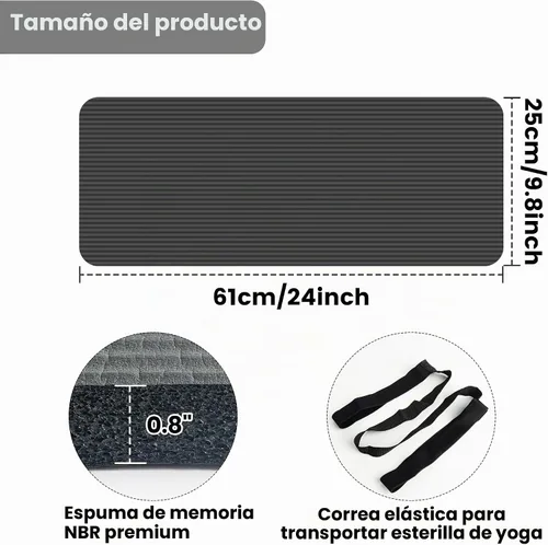 Vista 2 de Cojín de Rodillera para Yoga de 0.8 pulgadas (20mm) de Grosor Esterilla de Yoga con Correa de Transporte para Rodillas, Codos, Muñecas y Espalda sin