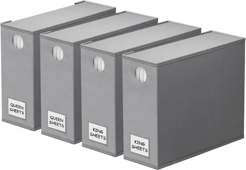 Vista 9 de SpaceAid Paquete de 2 Organizadores y Almacenamiento de Sábanas, Organizador de Sábanas Plegable para Armario de Ropa Blanca, Carpeta Guardadora