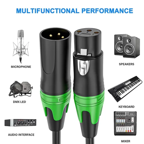 Vista 16 de LanSenSu 1 micrófono divisor XLR Y macho a 2 hembras, XLR hembra de 3 pines a doble XLR macho Y-Splitter Cables de audio de micrófono equilibrado