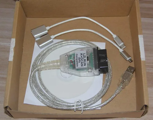 Vista 6 de LZLRUN K+CAN K+DCAN Cable de herramienta de escáner de diagnóstico para auto OBD USB Interfaz para BMW con FT232RL (con interruptor)