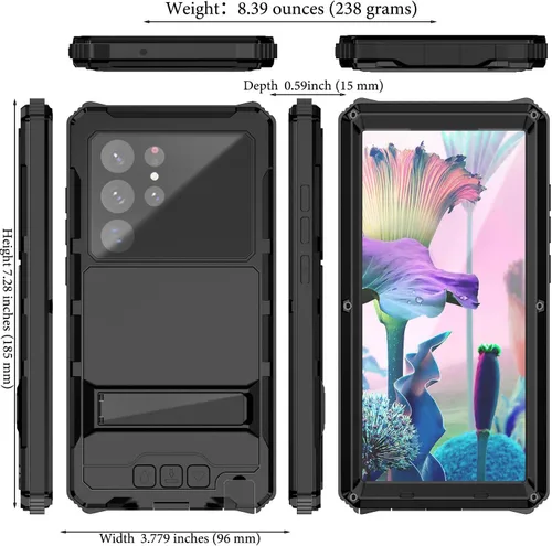 Vista 2 de Lunivop para Samsung Galaxy S23 Ultra Funda metálica dura para Galaxy S23 Ultra 5G con lente de protección de pantalla incorporada y tornillos Grado