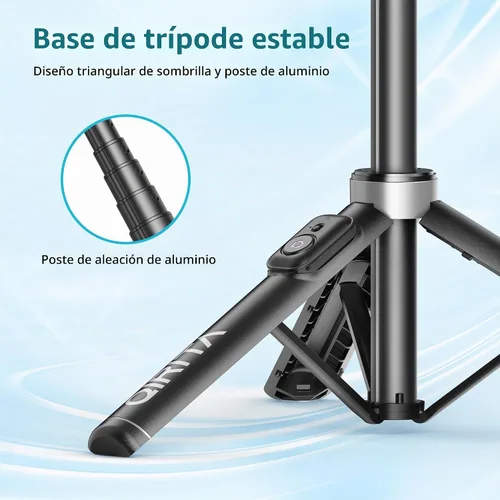 Vista 2 de Trípode para palo de selfie de 51 pulgadas, soporte extensible para teléfono celular con control remoto, trípode de viaje de aleación de aluminio