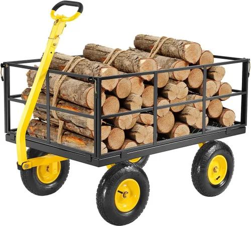 Vista 16 de VEVOR Carrito de jardín de acero de 900 libras, mango 2 en 1, carro de jardín extraíble resistente con neumáticos libres de 10 pulgadas, carrito