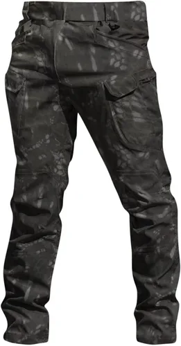 Vista 3 de Cargo Pants for Men Athletic Pants Military Fan Elastic Waistband Multi Pocket Lounge Camouflage Work Overalls