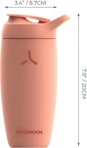 Vista 7 de Promixx Pursuit Botella Agitadora Aislada de Acero Inoxidable Botella de Agua y Vaso Agitador, 18 onzas, Coral
