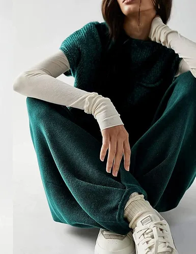 Vista 3 de Auciho Women's Sweater Sets Two Piece Outfits Knit Lounge Set Pullover Tops Harem Pants Matching Clothes Set