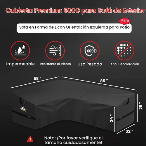 Vista 2 de Zettum Funda seccional en forma de L para exteriores, funda de sofá modular 600D para patio, fundas impermeables para muebles de patio para sofá