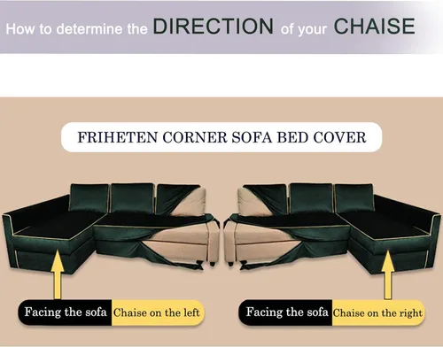 Vista 5 de IKEA Friheten - Funda de sofá cama para sofá cama pequeño, fundas de sofá para sala de estar con cojín y fundas de almohada (S-12, diván derecho)