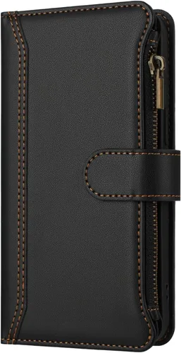 Vista 6 de Compatible con Tecno Spark Go 1 / Spark Go 2025, compatible con Tecno Pop 9 4G, funda con función atril y doble ranura para tarjetas con cremallera