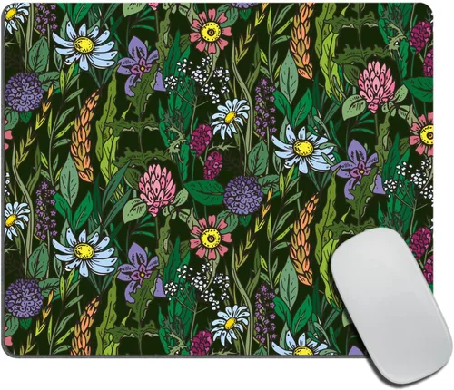 Vista 25 de Alfombrilla de mouse con flores rosas y verdes, accesorios de escritorio, floral, rosas, hogar, oficina, rectangular, alfombrilla de mouse de flores