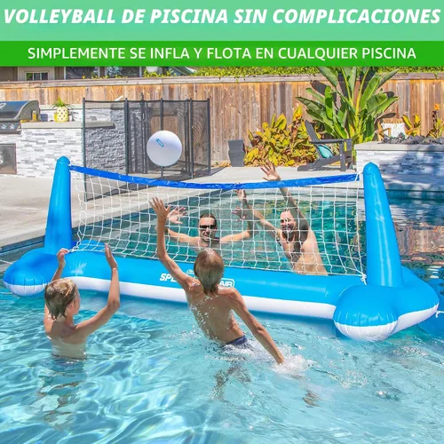 Vista 2 de GoSports Splash Net Air, juego inflable de voleibol para piscina, incluye red flotante, pelotas de voleibol de agua y bomba de pelota