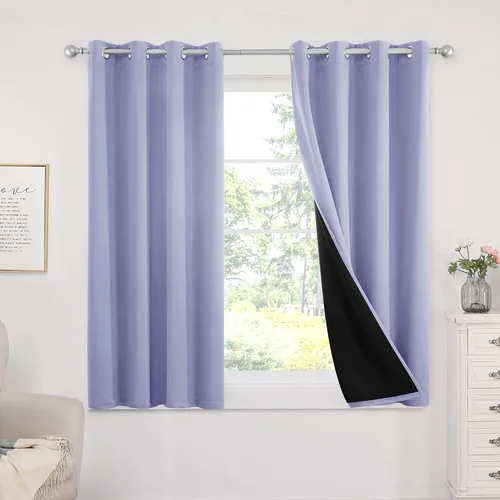 Vista 85 de Deconovo cortinas blackout 100 % con forro totalmente negro con aislamiento térmico de doble capa, oscurecimiento de la habitación, ahorro