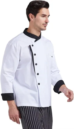 Vista 3 de Nanxson Chaqueta de chef unisex para hombre, abrigo de chef para restaurante, cocina, uniforme CFM0016