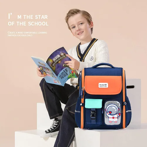 Vista 7 de AO ALI VICTORY Mochila infantil para niños, bolsas de escuela primaria, grandes, para jardín de infantes, preescolar, mochilas espaciales, Naranja