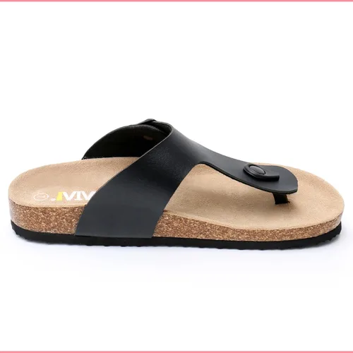 Vista 6 de Sandalias cómodas para mujer, sandalias de gamuza de vaca con plantilla de corcho para mujer con hebilla de correa ajustable, sandalias de playa