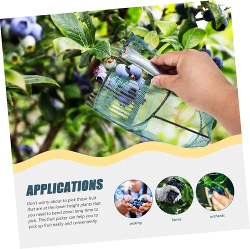 Vista 9 de Recogedor de frutas cesta Berry rastrillo peine arándano herramienta jardín fruta captura dispositivo
