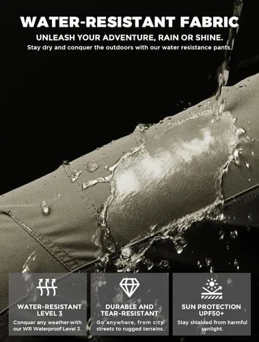 Vista 4 de Wespornow Hiking Travel Pants for Men Lightweight Water-Resistant Quick Dry Outdoor Pants for Fishing Camping