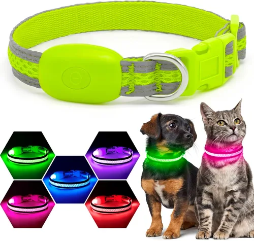 Vista 10 de Flashseen Collar LED para perro, collar de perro con luz recargable por USB, luces más brillantes para caminar por la noche, collar de perro con luz