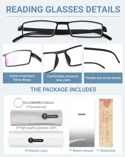 Vista 5 de TERAISE Reading Glasses Men 4-Pack Ultralight Blue Light Reader Glasses