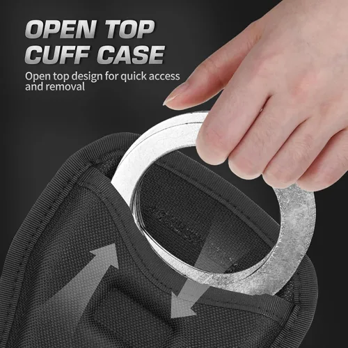 Vista 3 de Funda para esposas, funda de soporte para esposas con parte superior abierta, bolsa de nailon 600D para accesorios de cinturón de servicio, se