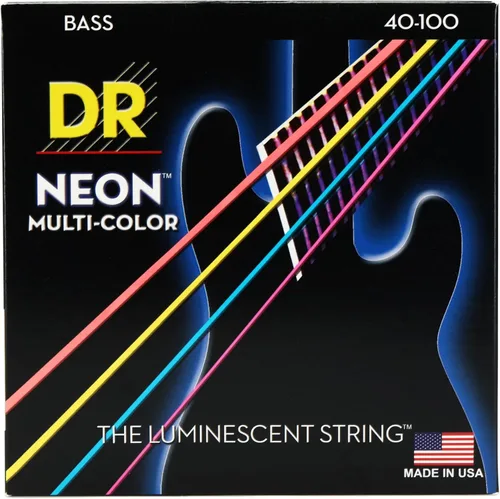 Vista 7 de DR Strings NEON - Cuerdas para bajo eléctrico, 0.045-.105, medianas, color rojo