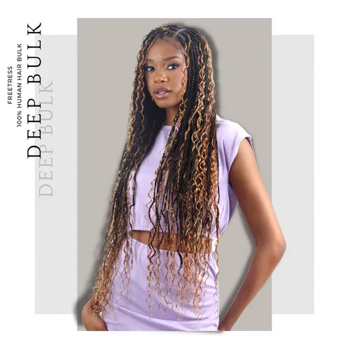 Vista 3 de FreeTress - Trenzas de cabello humano profundo a granel de 18 pulgadas (paquete de 1, 2)