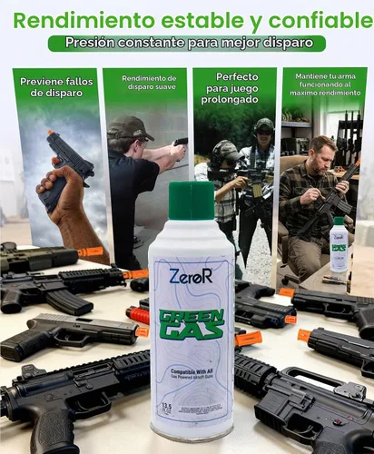 Vista 5 de ZeroR® Green Gas Fuel for Airsoft Pistols 13.5 fl oz Each (11.8 oz by Total Weight)