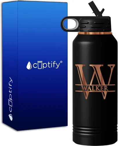 Vista 94 de Vaso personalizado de regalo de cumpleaños para mujeres y hombres, con monograma de escritura dividida, inicial y nombre grabado en negro, taza
