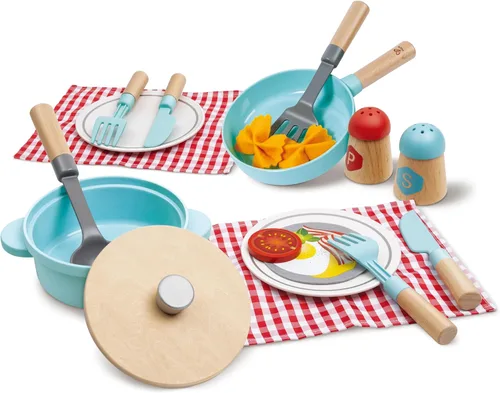 Vista 8 de Hape Cook & Serve Set Juego de cocina de madera de 13 piezas con accesorios