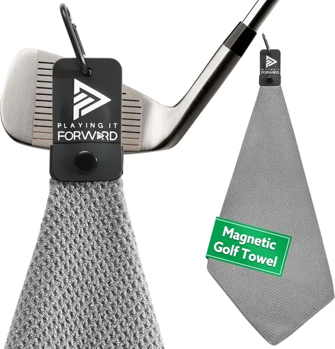 Vista 12 de Toallas de golf magnéticas para bolsas de golf con clip y imán ultra fuerte - Toalla de microfibra con tejido de gofre para sujeción segura