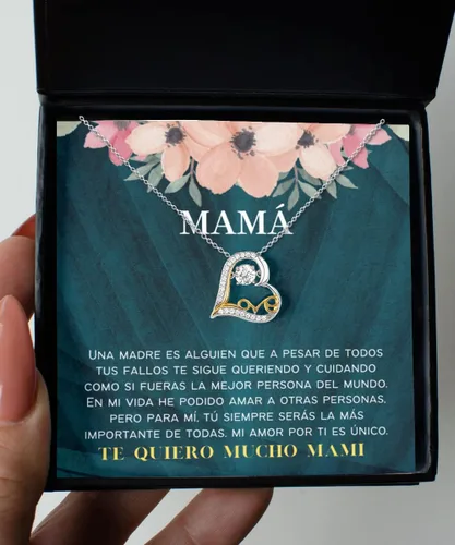 Vista 5 de Collar para mamá con mensaje personalizado, regalo de aniversario de boda o Navidad, cadena de mujer