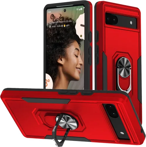 Vista 12 de Funda para Google Pixel 6A con armadura atril anillo magnético resistente de grado militar a prueba de golpes para Pixel 6A 5G funda de teléfono