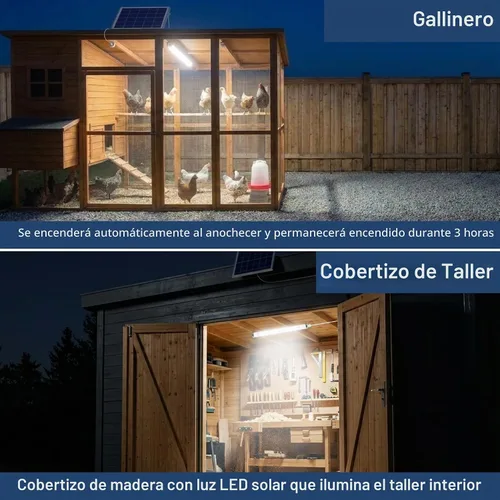 Vista 4 de Luces solares de gallinero con temporizador, luces solares para cobertizos Paquete de 2/Blanco Frío