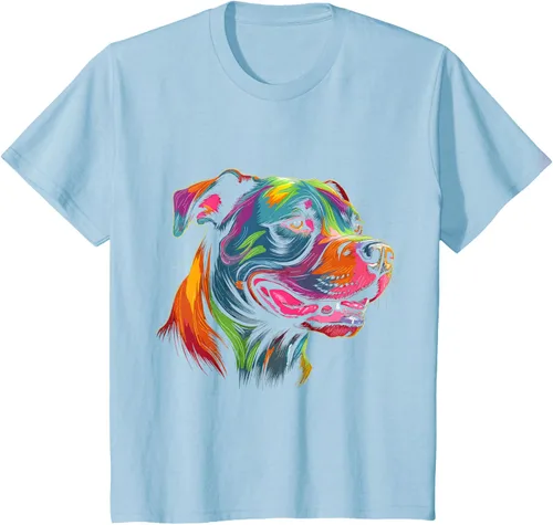 Vista 10 de Pit Bull Mom Dog Lover Colorido Artistic Pitbull Owner - Camiseta para mujer, Negro