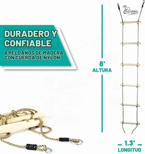 Vista 5 de 6 pies Escalada de cuerda para niños, accesorios para columpio
