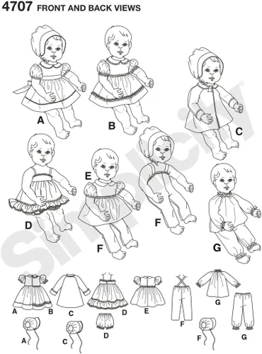 Vista 2 de Simplicity 4707 - Patrones de costura vintage para muñecas de bebé para niñas por Teri, A (S-L)